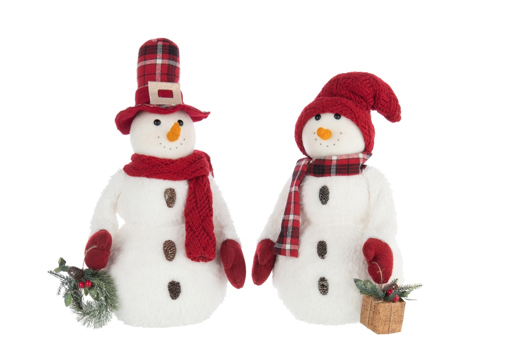 Bonhomme de neige garçon/fille polyester blanc/rouge de Noël