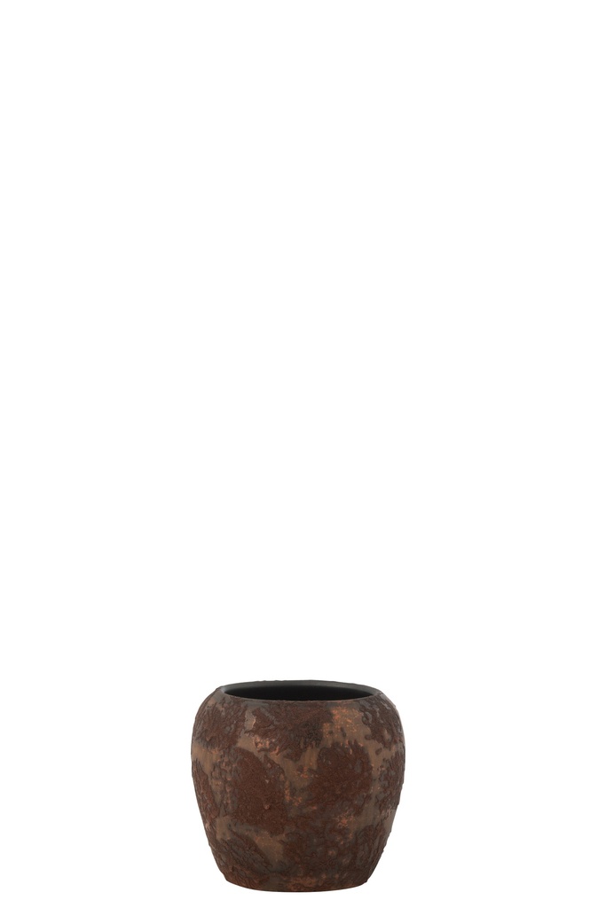 Pot de fleurs rond terre cuite brun/rouille moyen