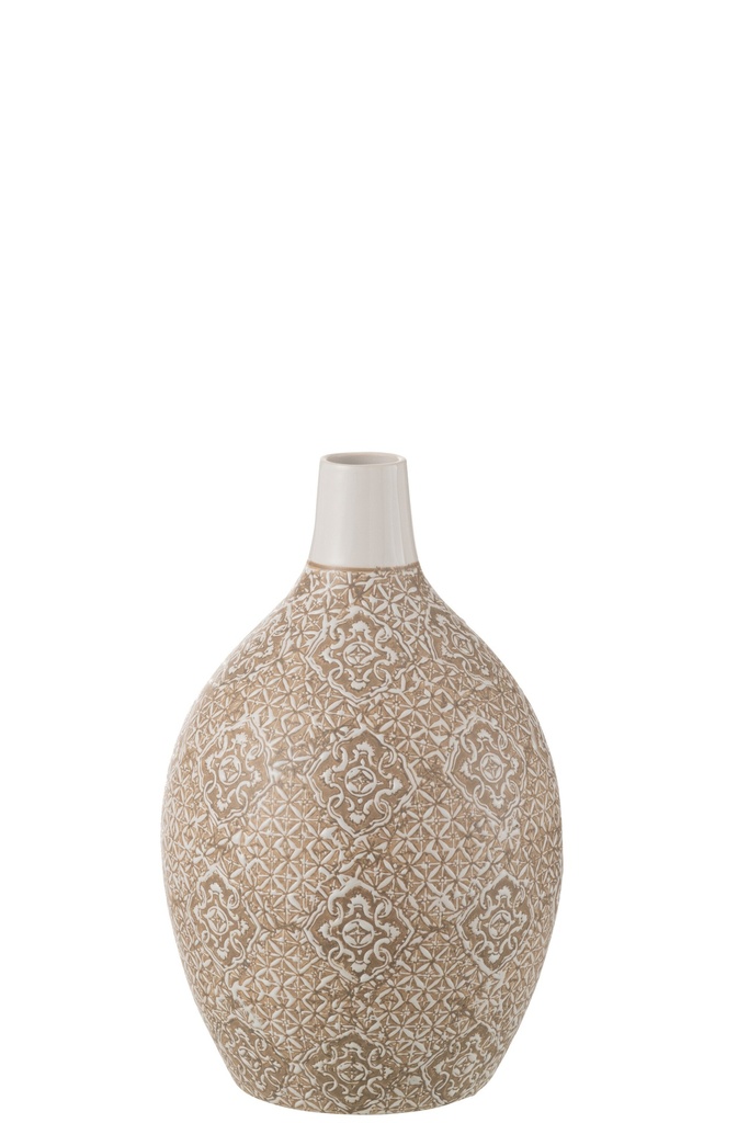 Vase Wabi Round Porcelain Beige/White