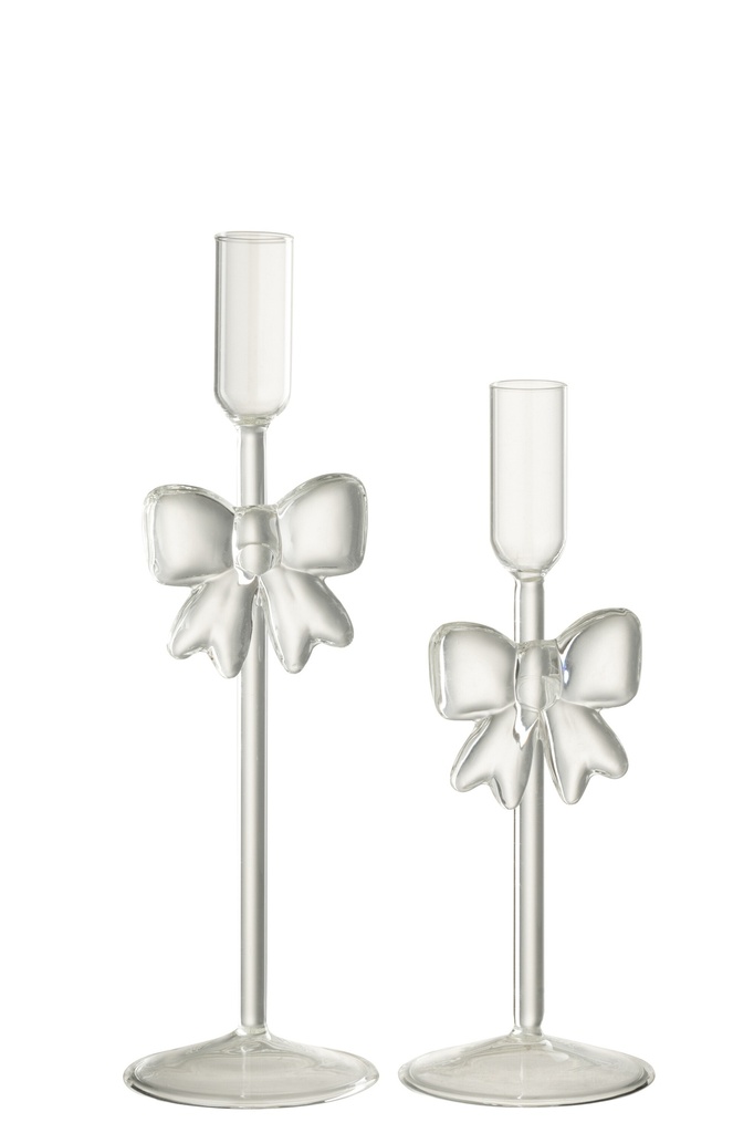 Lot de 2 bougeoirs en verre