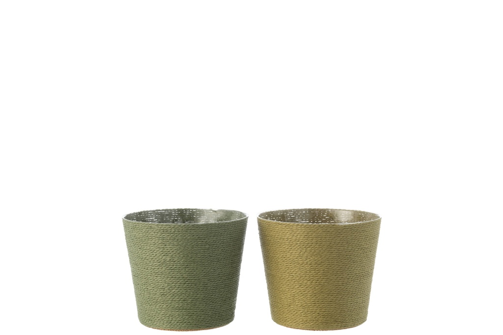 Pot de fleurs en corde papier/PET vert grand