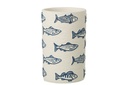 Flowerpot Fish Round Cement White/Blue