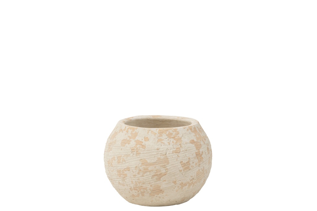 Pot de fleurs rustique en argile blanche, grand format
