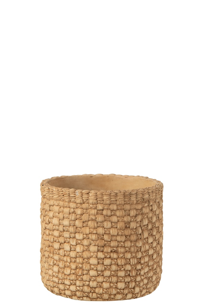 Pot de fleurs tissé en ciment beige grand format