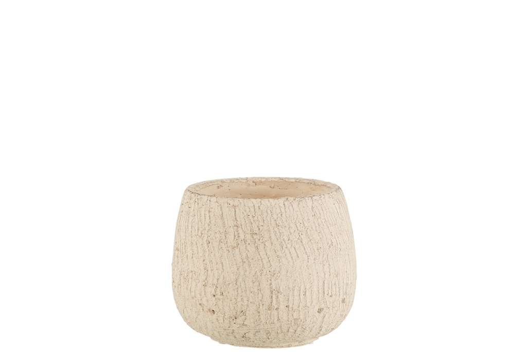 Pot de fleurs irrégulier en terre cuite gris/beige petit