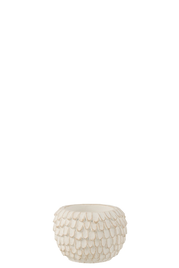 Flowerpot Foliage Cement White Small