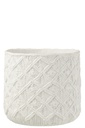 Flowerpot Checkered Cement White Large