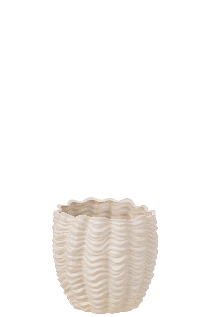 Flowerpot Shell Ceramic Beige Small