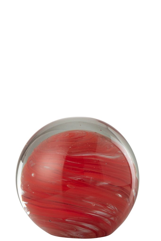 Paperweight Twister Round Glass Red