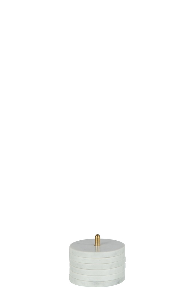 [43902] Set Of 5 Coaster+Base Round Marble