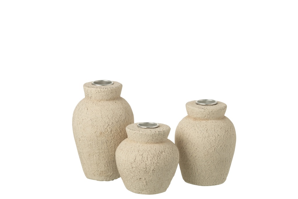 [58024] Set Of 3 Candle Holder Cement