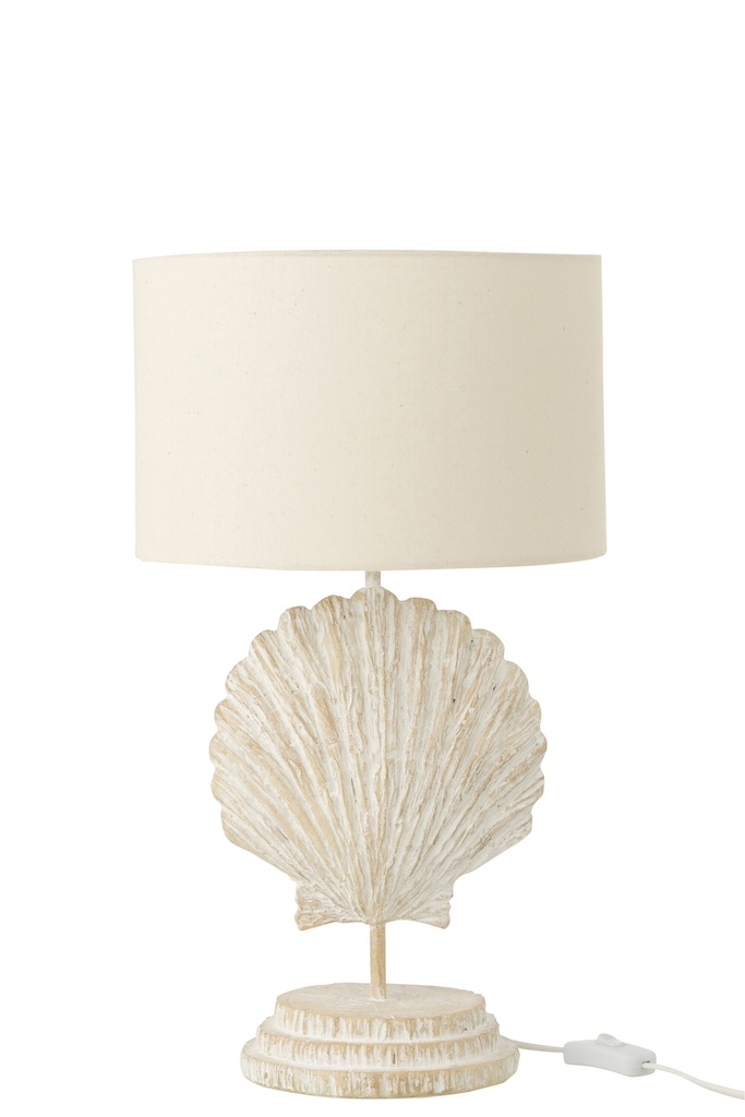 [60142] Table Lamp Seashell Polyresin White/Natural