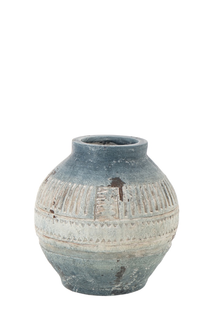 Flowerpot Antique Outdoor Magnesium Blue/White
