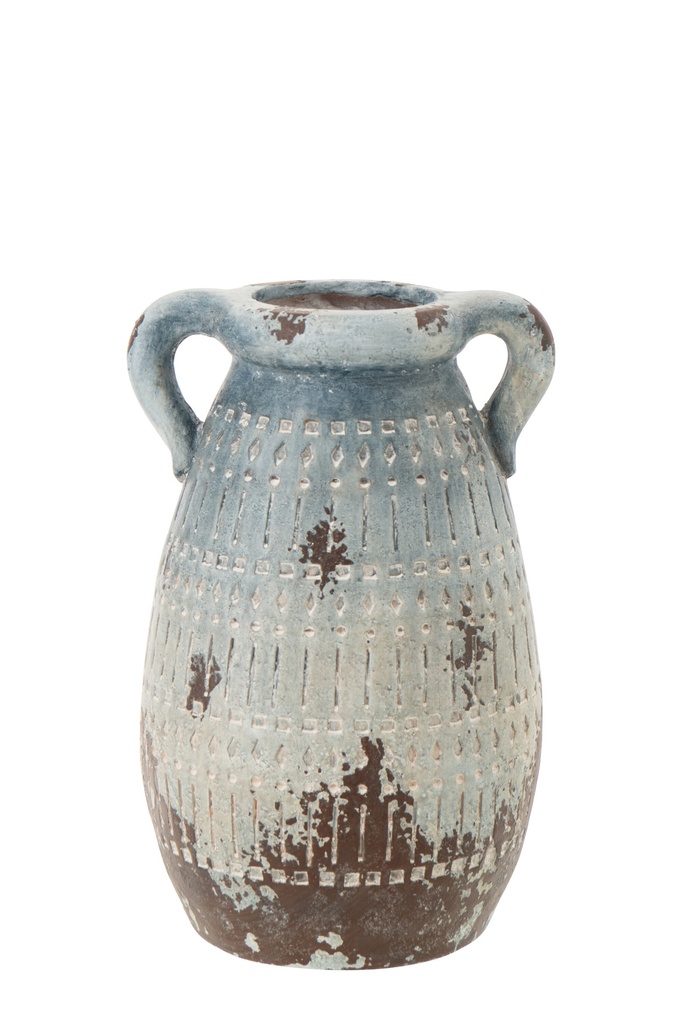 Flowerpot Antique Outdoor Magnesium Blue/White