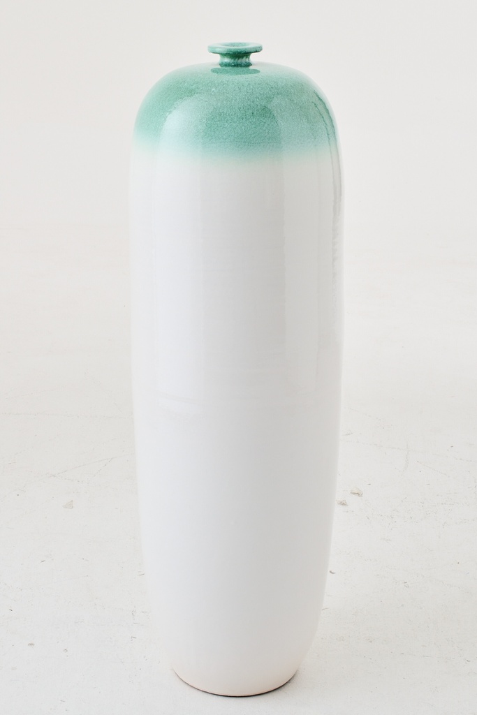 Floor Vase Ceramic Mint Green/White