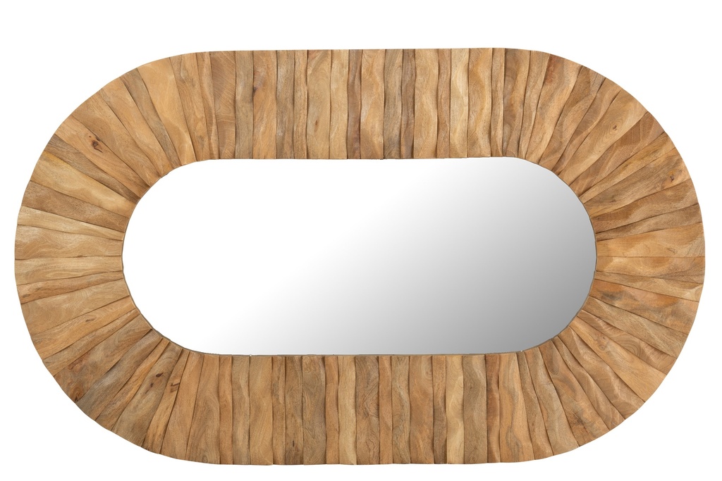 [60871] Wall Mirror Curve Oval Wood