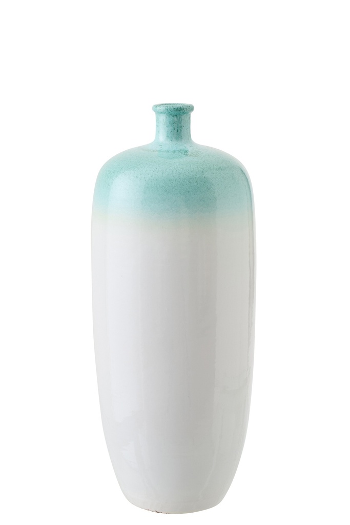 Floor Vase Ceramic Mint Green/White