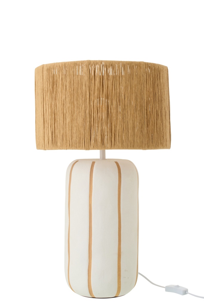 [63875] Table Lamp Striped Ceramic Natural/White