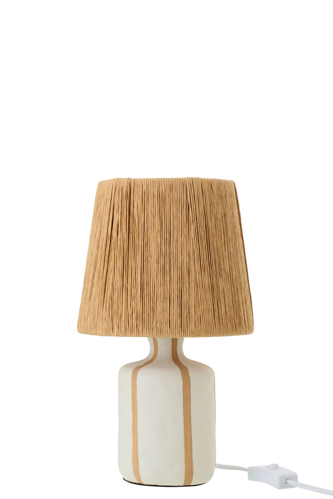 Table Lamp Striped Ceramic Natural/White