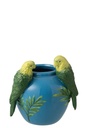 Vase Parrots Ceramic Green/Blue Small