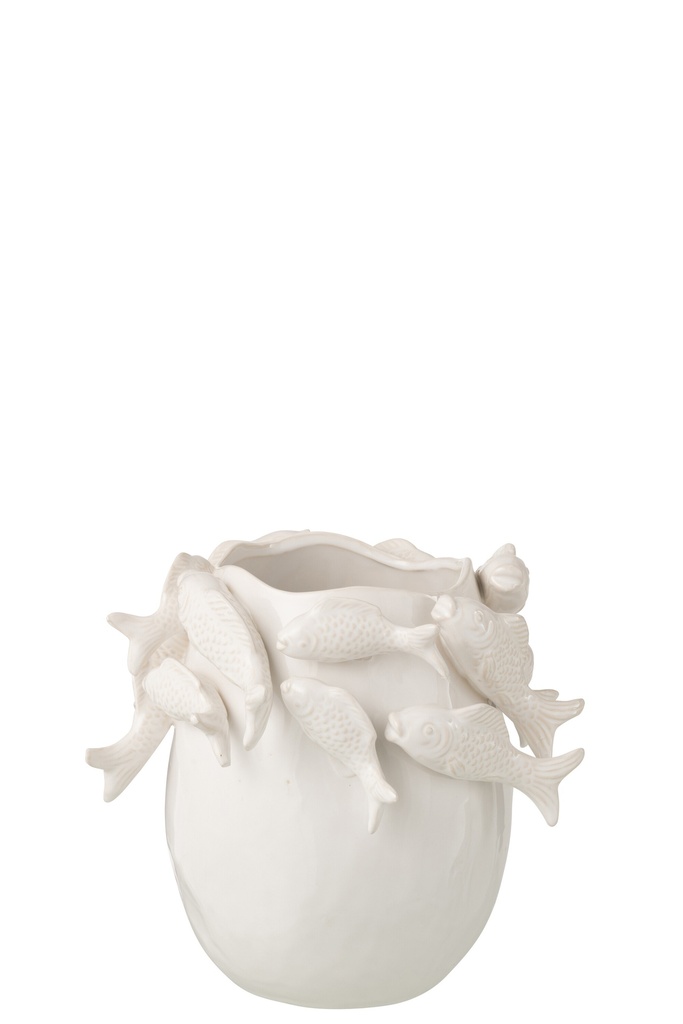 Vase Fish Clay Ecru Small