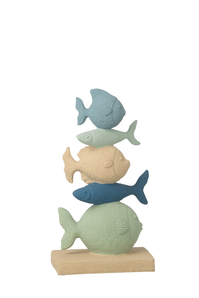 Fish On Base Polyresin Blue/Beige