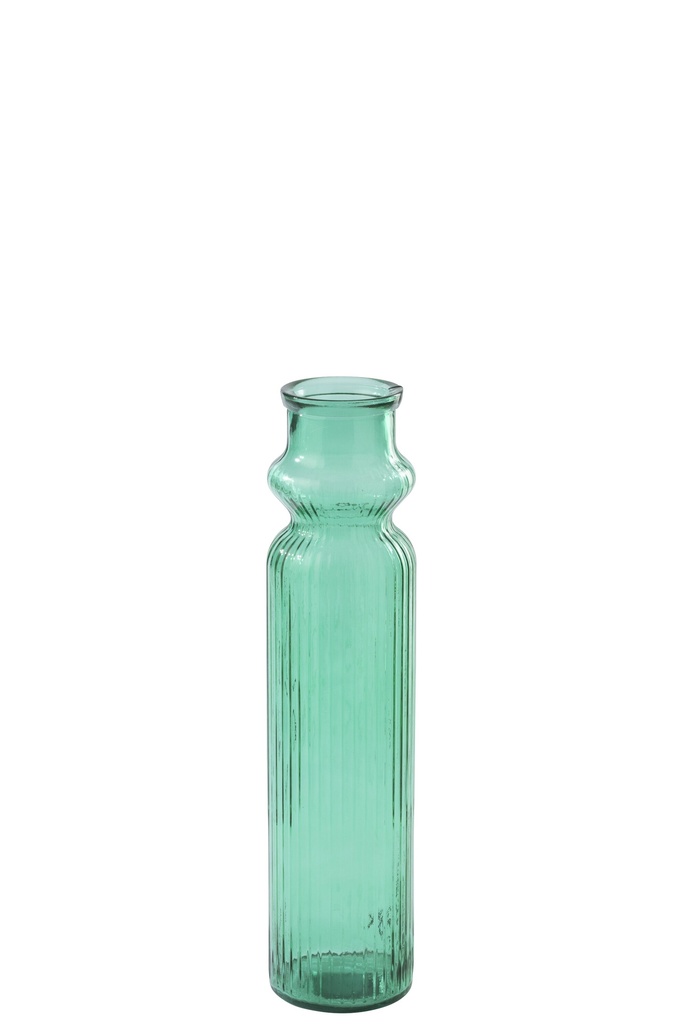 Vase Striped Glass Emerald Green