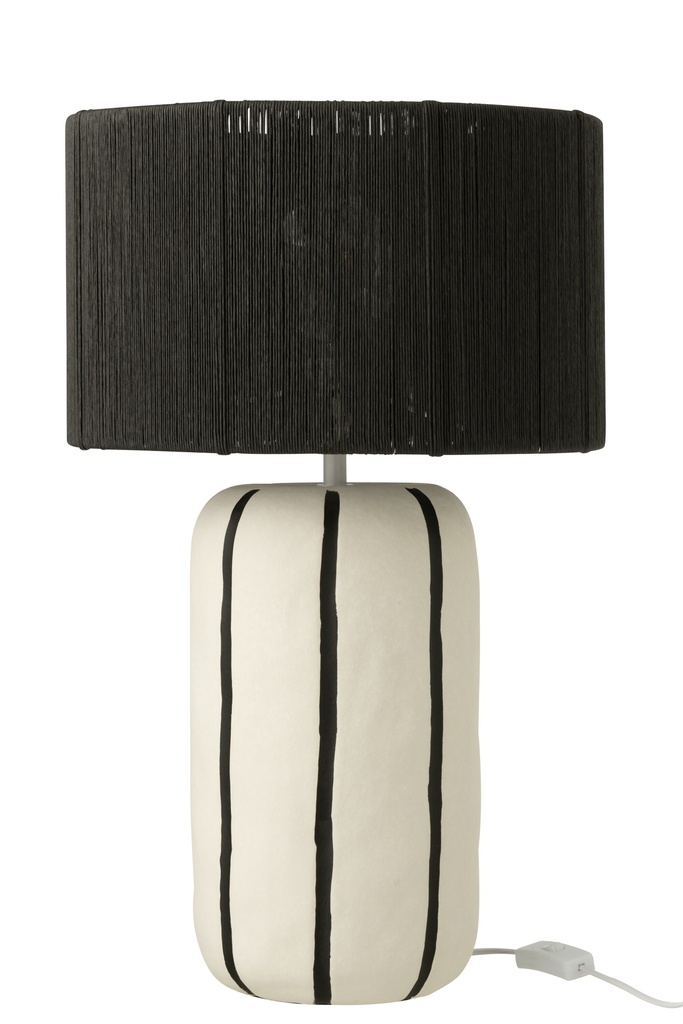 Table Lamp Striped Ceramic Black/White