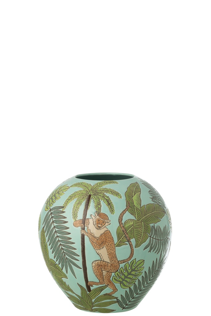[63703] Vase Monkey Porcelain Multicolored