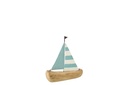Sailboat Paulownia Wood Natural/Light Blue