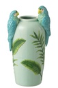 Vase Parrots Ceramic Green/Blue Large