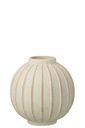 Vase Ball Striped Terracotta Off-White/Beige