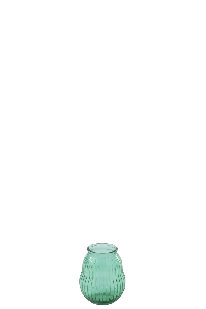 Hurricane Round Striped Glass Emerald