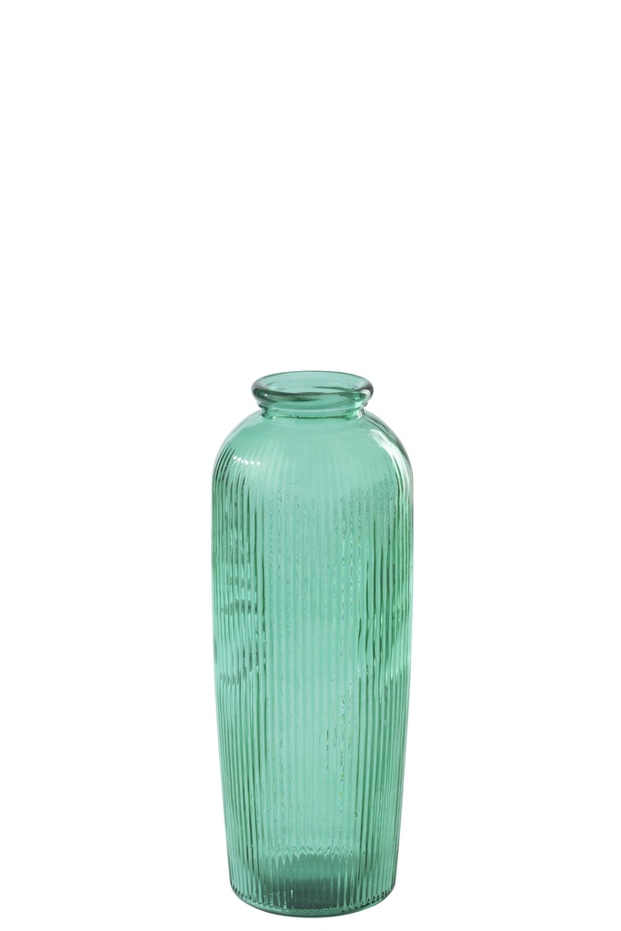 Floor Vase Striped Glass Emerald