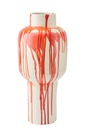 Floor Vase Striped Ceramic White/Orange