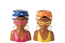 Flowerpot Lady Striped Ceramic Multicolored