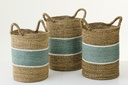 Set Of 3 Basket Striped Seagrass