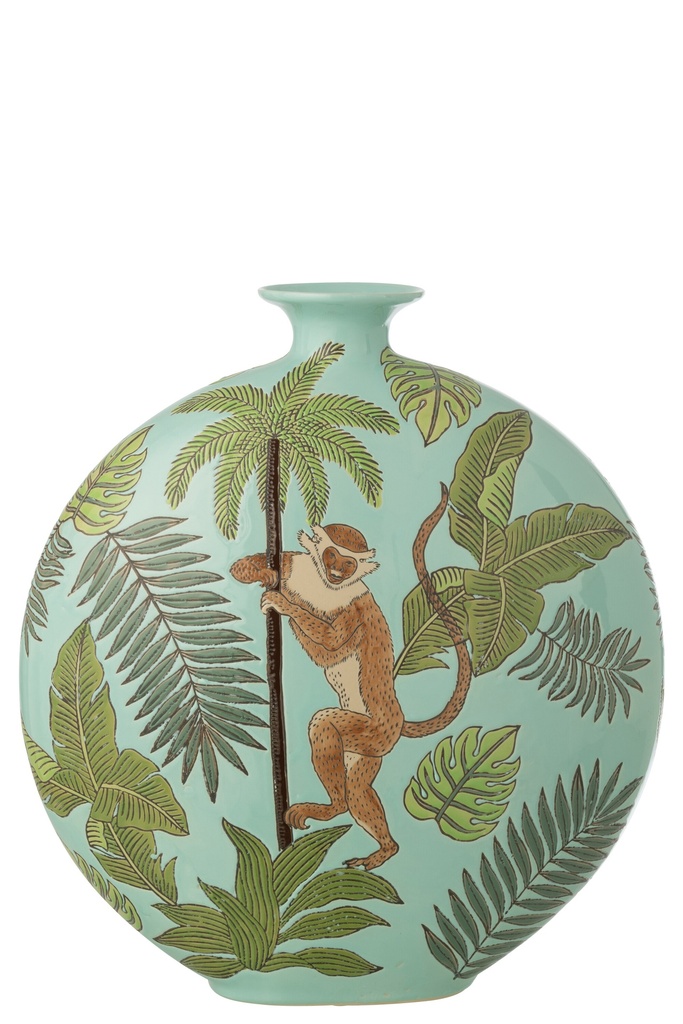 Vase Monkey Porcelain Multicolored Large