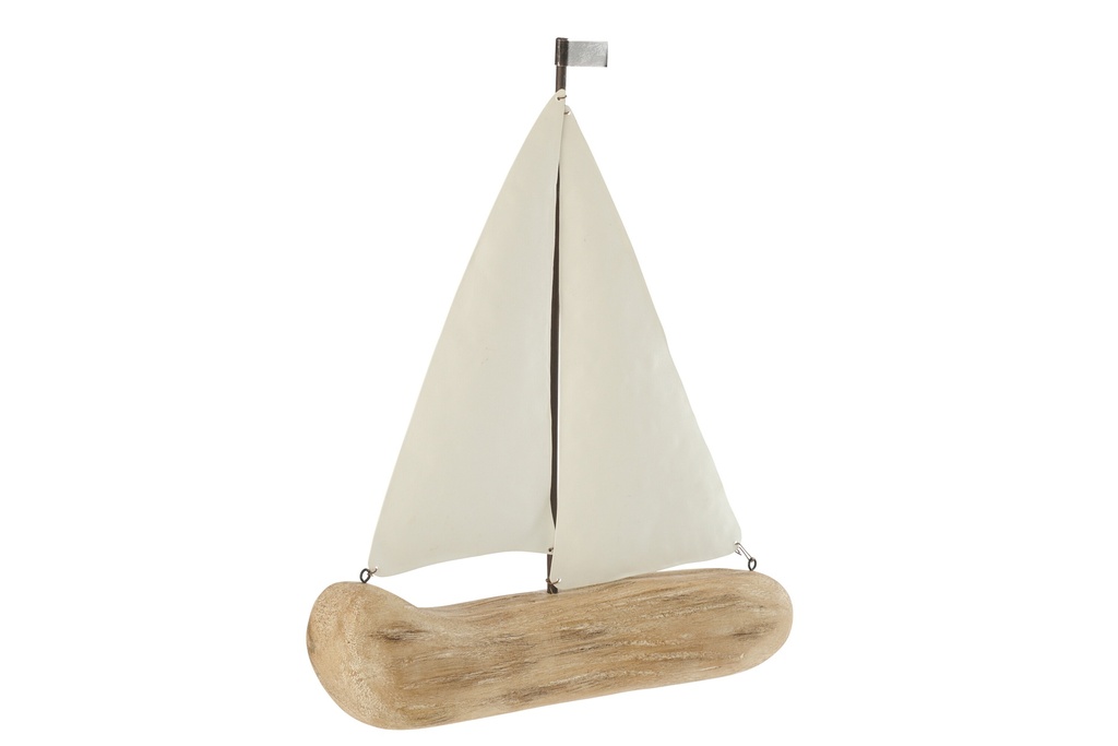 Sailboat Paulownia Wood Natural/White Large
