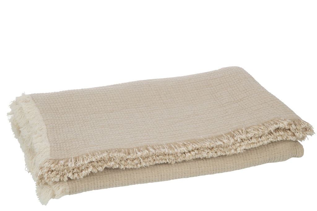 Plaid Fringes Cotton Muslin Dark