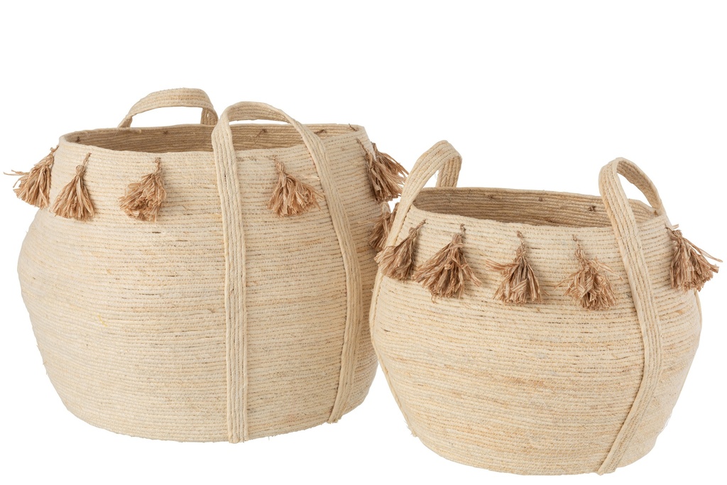 Set Of 2 Baskets Ball Tassels