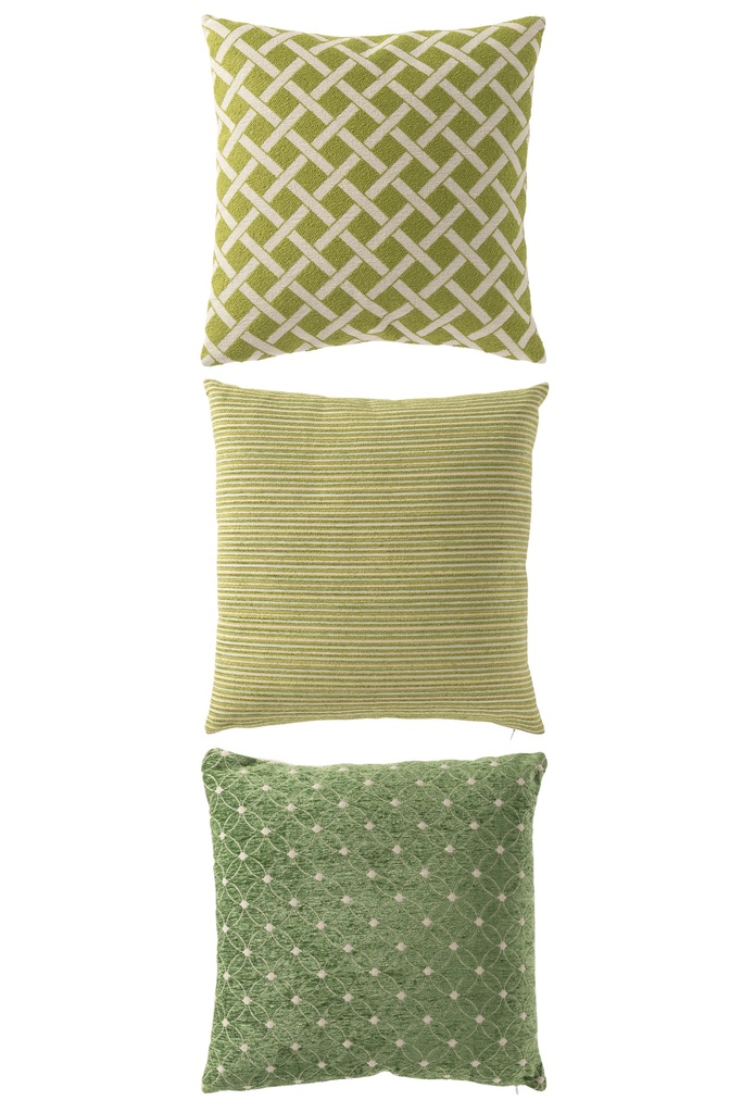 Cushion Square Polyester Green/Off-White Assortment
