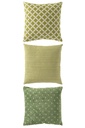 Cushion Square Polyester Green/Off-White Assortment