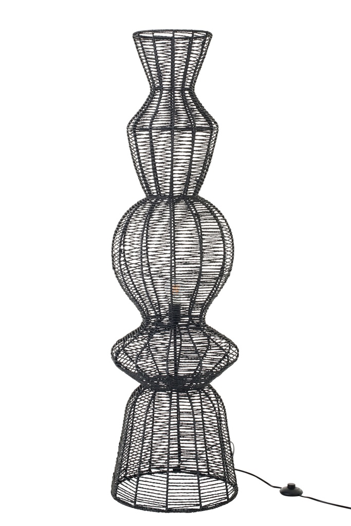 Floor Lamp Rope Metal Black