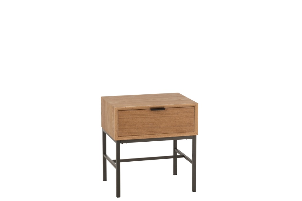 [10605] Sidetable On Base Wood/Metal Natural