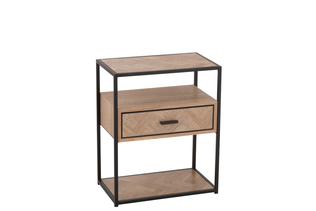 [25018] Sidetable Zigzag 1 Drawer Wood/Metal