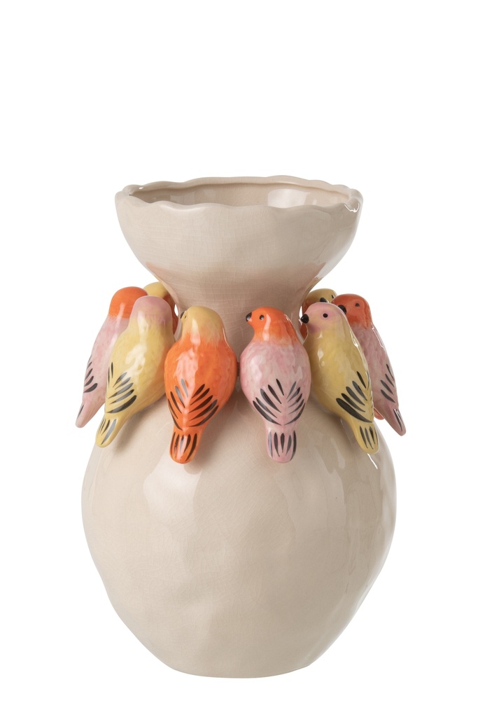 Vase Bird Ceramic Multicolored Large
