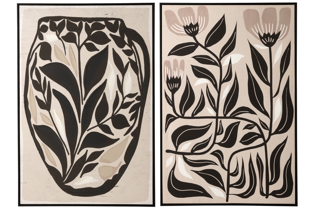 Painting Flowers Pinewood Off-White/Black Assortment