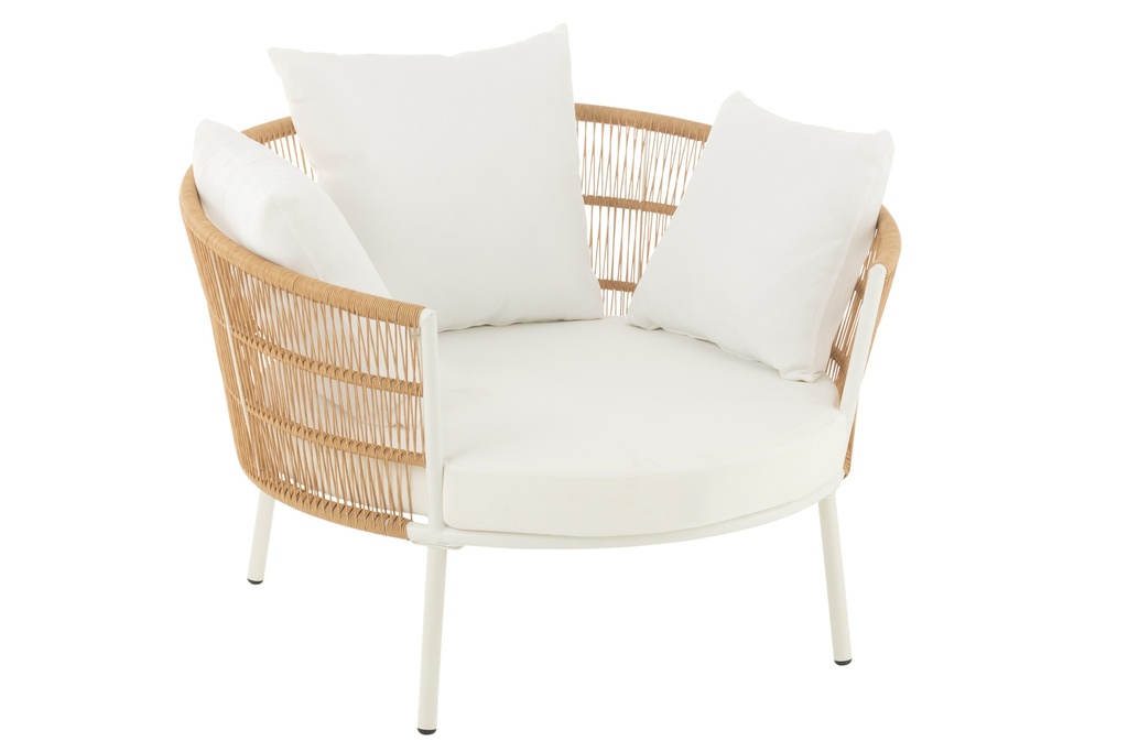 Chair Joa Steel/Rattan White