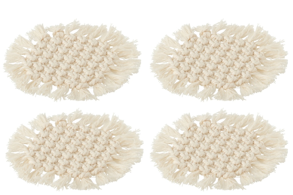 Set Of 4 Coasters Round Macrame